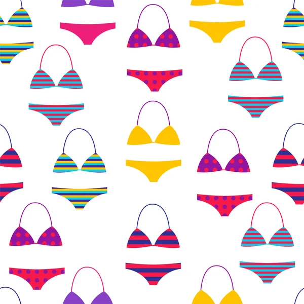 Padrão sem emenda vetor de praia de verão com maiôs multicoloridos . Ilustrações De Bancos De Imagens Sem Royalties