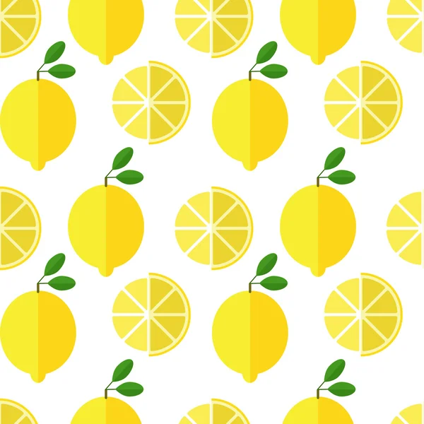 Nahtloses Zitronenmuster auf weißem Hintergrund — Stockvektor