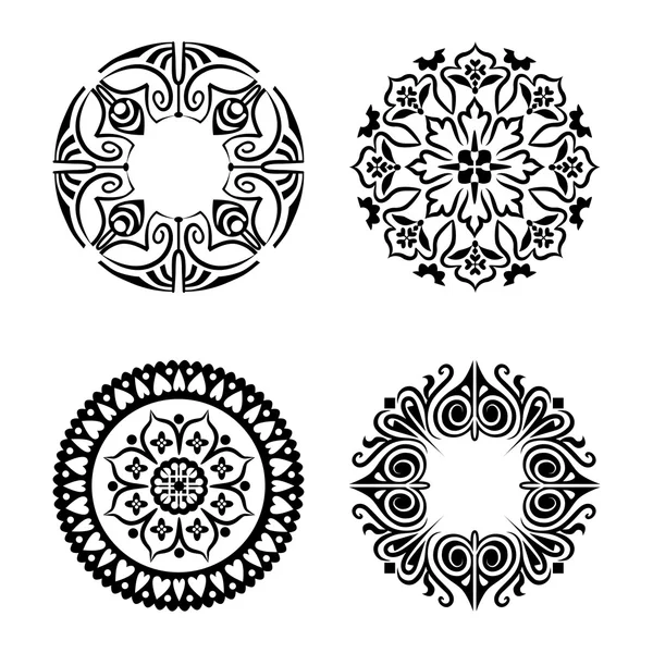 Vector set of ethnic ornamental circles — Stock Vector