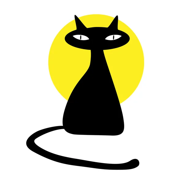 被白色背景隔离的黑猫 — 图库矢量图片