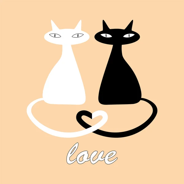 Černé a bílé kočky v lásce — Stockový vektor
