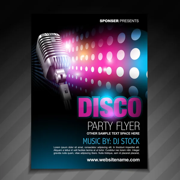 Disco party flyer brožura designu — Stockový vektor