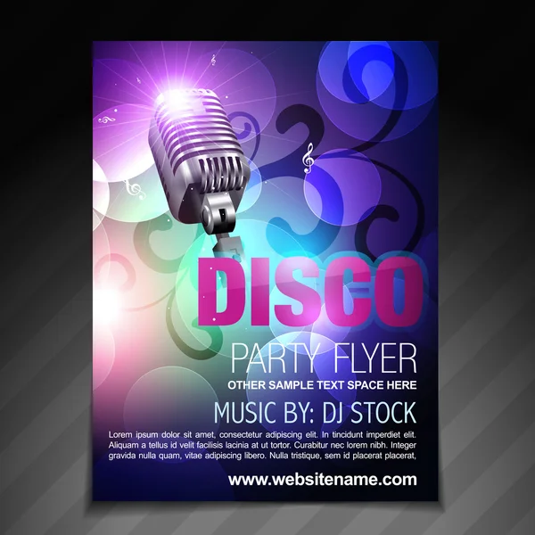 Folleto de folleto de fiesta disco y plantilla de póster — Vector de stock