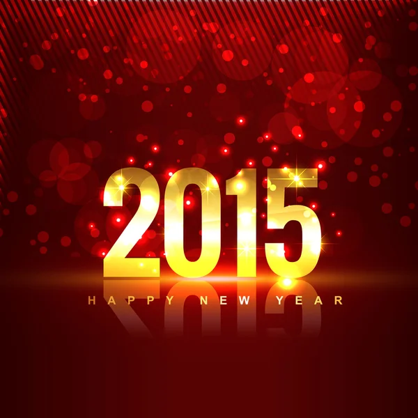 2015 with reflection placed in front of red background — Stock Vector