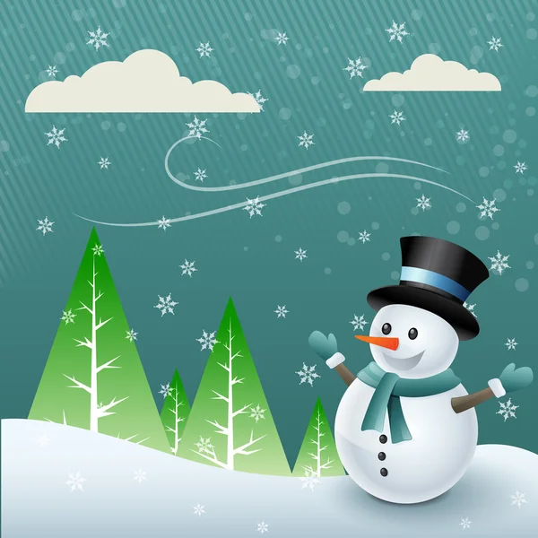 Snowman cartoon illustration of christmas festival — Stock Vector