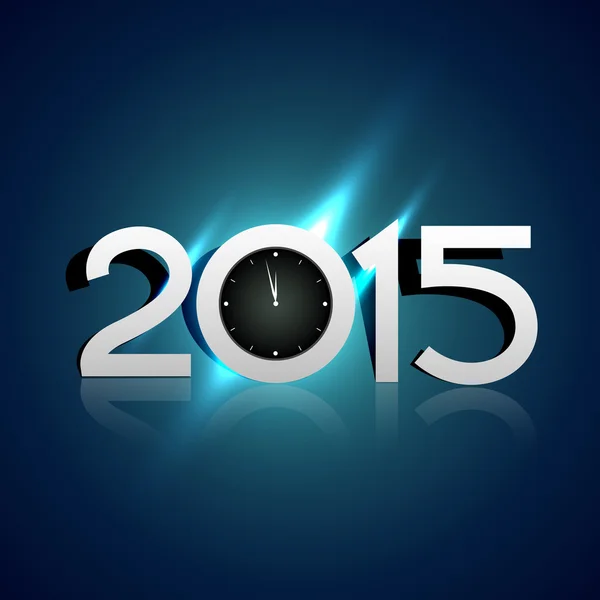 Diseño creativo 2015 con el reloj apuntando hacia las 12am — Vector de stock