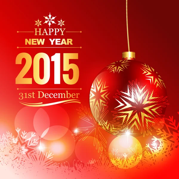 Krásný červený vánoční koule s šťastný nový rok přeje — Stockový vektor