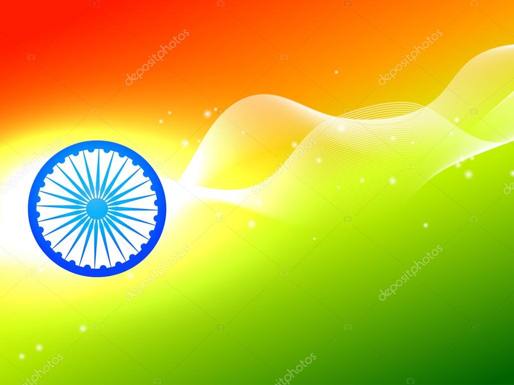 Indian flag wheel with wave in tricolor background Stock Vector Image by  ©pinnacleanimate #61859063