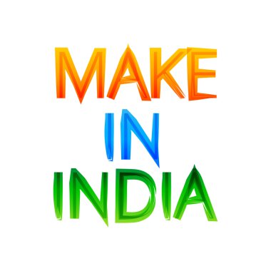 make in india message in indian tri colors of flag clipart
