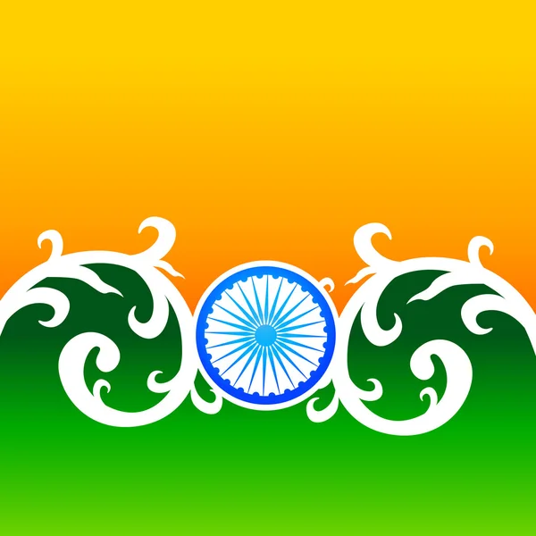 Design de drapeau indien créatif avec roue et fleurs — Image vectorielle