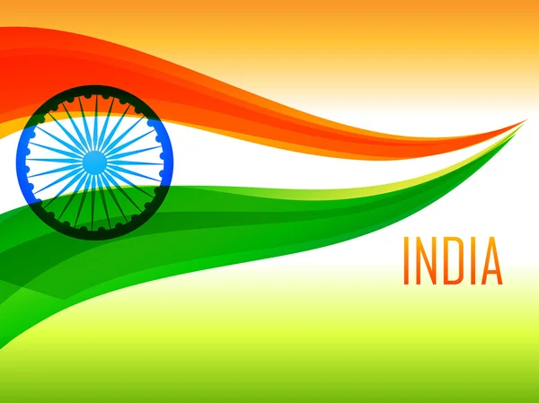 Bandera india hecha con onda tricolor — Vector de stock