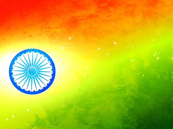 Bandiera dell'India realizzata in texture tricolore e ruota — Vettoriale Stock