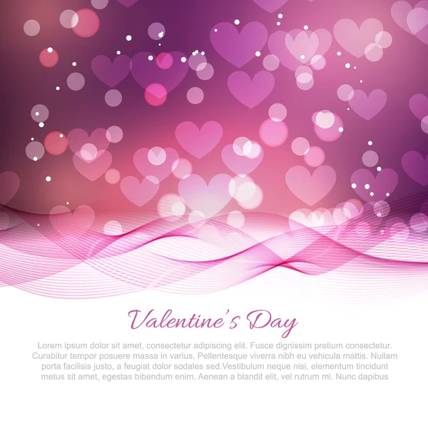 Valentinstag Karte mit Wellen- und Bokeh-Effekt — Stockvektor