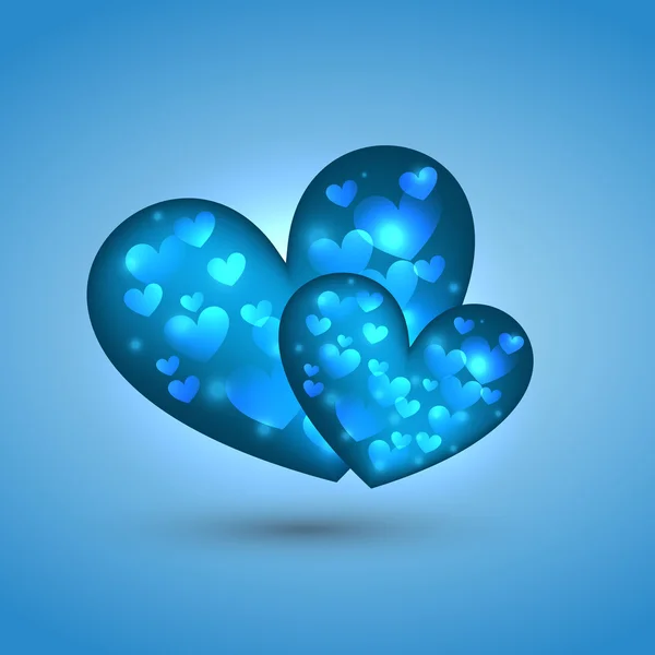 Belle illustration coeur en fond bleu — Image vectorielle