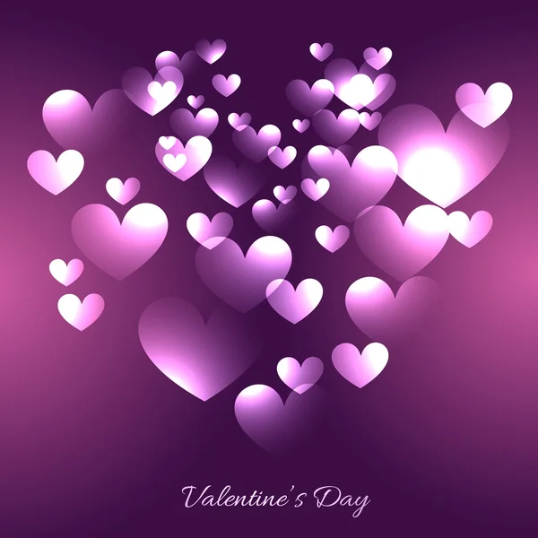 Saint Valentin coeur illustration en fond violet — Image vectorielle