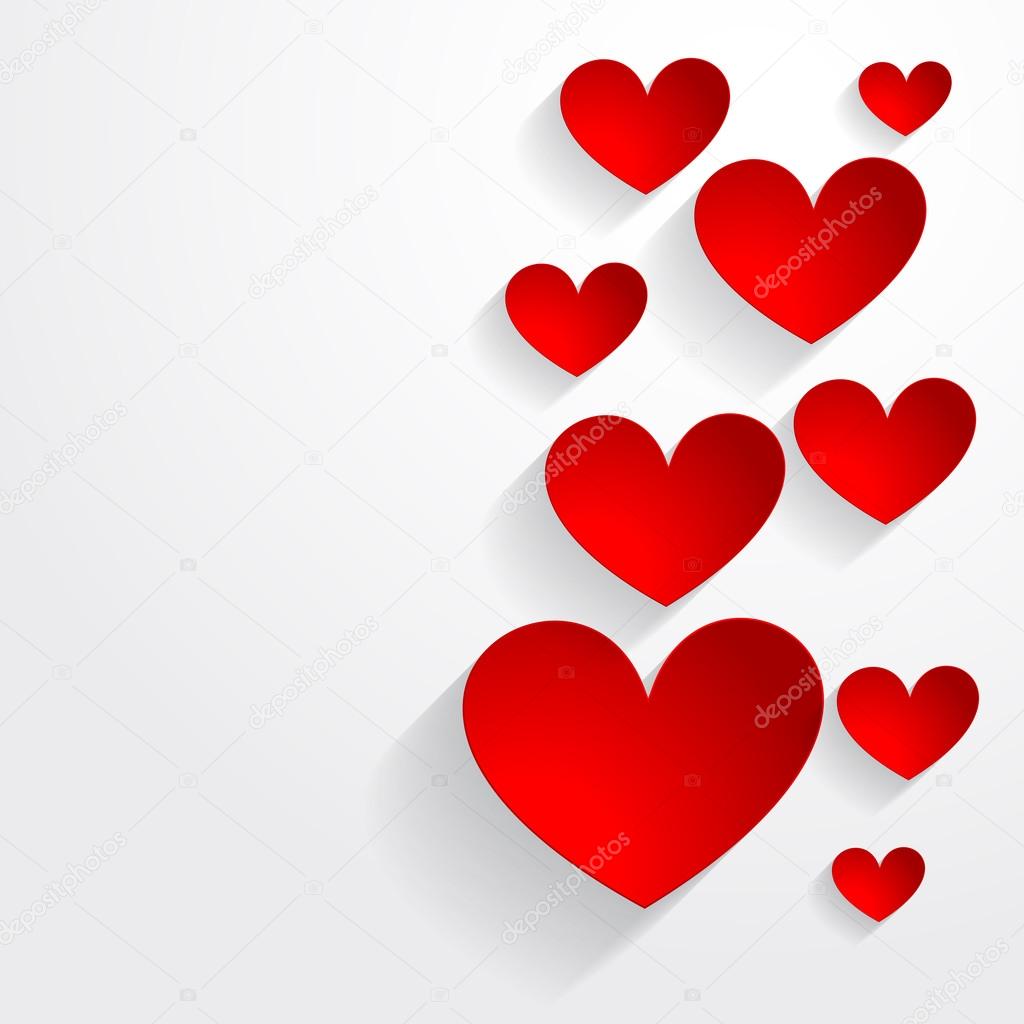red hearts isolated in white background