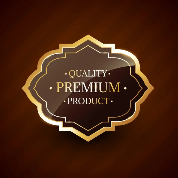 품질 프리미엄 제품 디자인 황금 라벨 배지 — 스톡 벡터