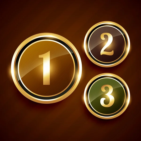 Golden number one two three premium vector design label — Stock Vector