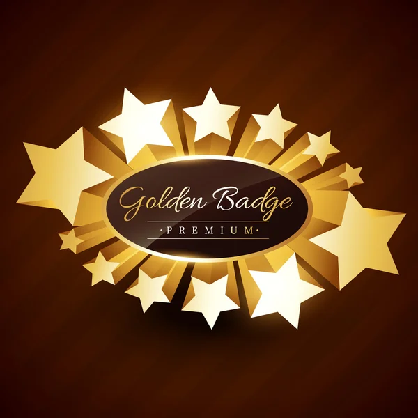 Diseño de insignia dorada premium con estrellas — Vector de stock