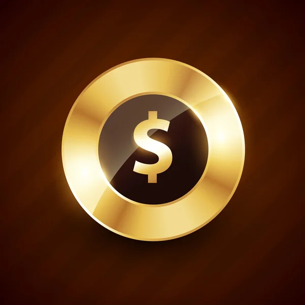 Doller diseño de moneda de oro con vectores de efectos brillantes — Vector de stock