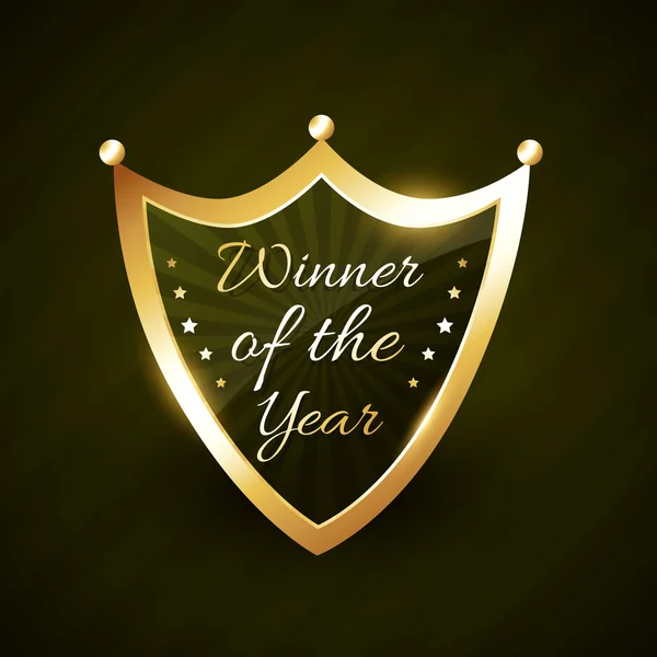 Winnaar van de jaar gouden glanzende label badge vector — Stockvector