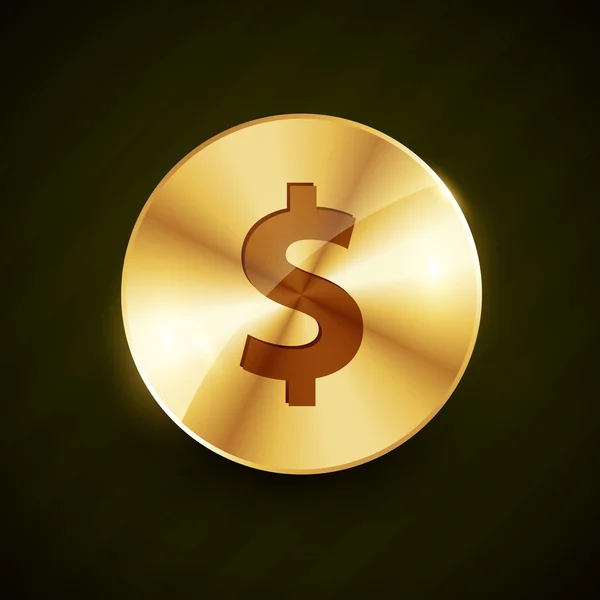 Símbolo del dólar grabado en la ilustración de vectores de monedas de oro — Vector de stock
