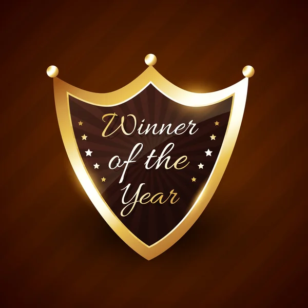 Winner of the year vector golden label design — Stock Vector