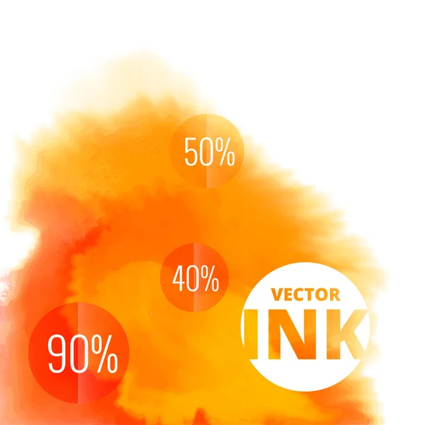Stříkající vodě inkoust vektor výbuch v oranžové barvě — Stockový vektor