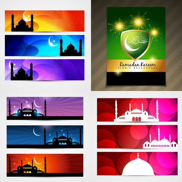 Vector conjunto de bandera atractiva de ramadán festival ilustración — Vector de stock