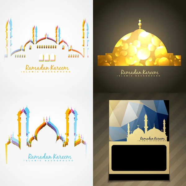 Vecteur ensemble attrayant de ramadan kareem festival fond illu — Image vectorielle