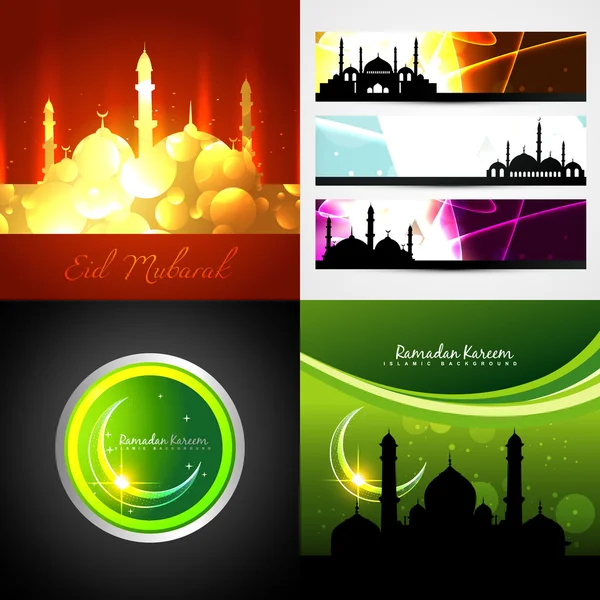 Vector set of attractive background of eid festival illustration — Stock Vector