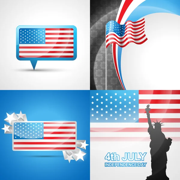 Vector set of american flag design — Stock Vector