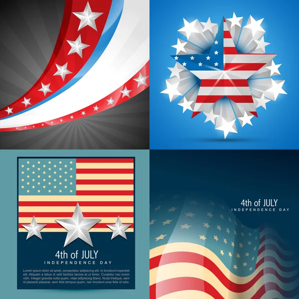 Collectie van Amerikaanse vlag achtergrond — Stockvector
