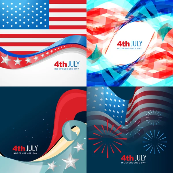 Colección vectorial 4 de julio american independencia día backgrou — Vector de stock