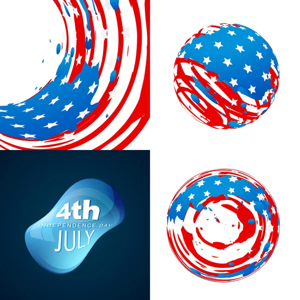 Stylish set of 4th july independence day background illustration — Stock Vector