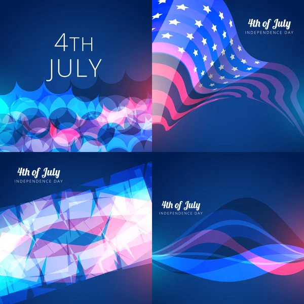 Uppsättning av amerikanska självständighetsdagen bakgrund illustration — Stock vektor