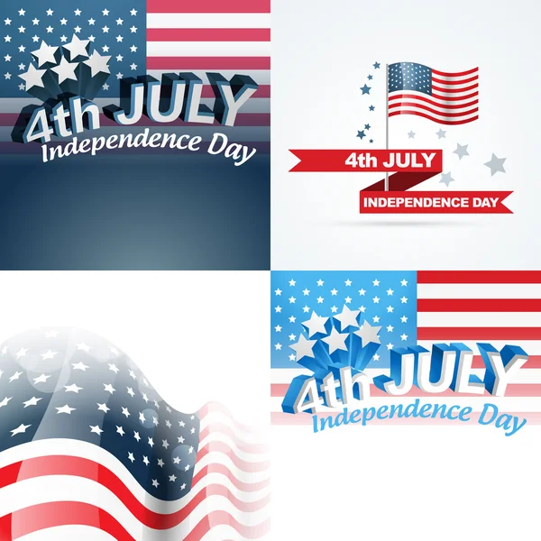 Vector set of abstract background of american independence day — Stock Vector