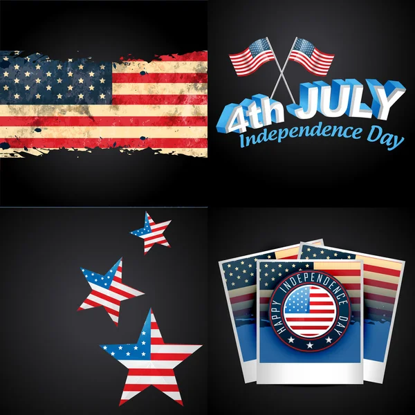 Set of 4th july american independence day background illustratio — Stock Vector