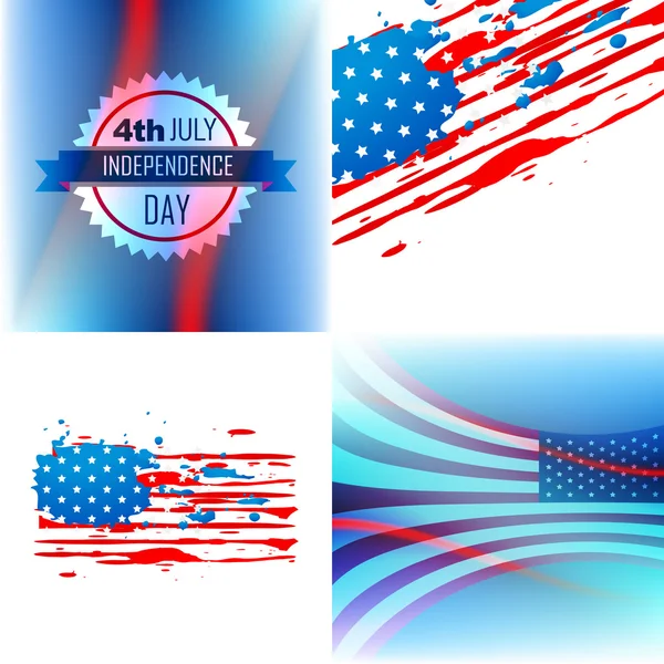 Vector set of abstract background of american independence day — Stock Vector