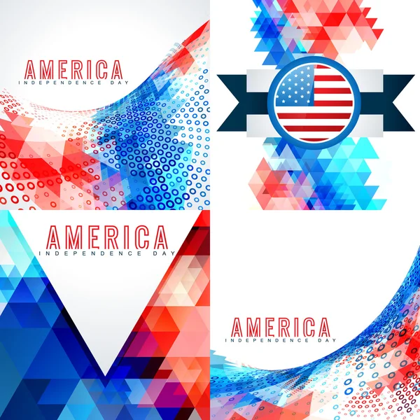 Set of 4th july american independence day background — Stock Vector