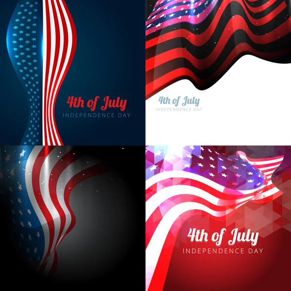 4th of july american independence day background set — Stock Vector