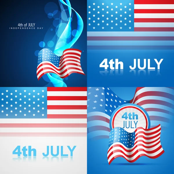 美国国旗设计插图 4 7 月独立性的一套 — 图库矢量图片