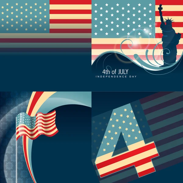 Amerikan bayrağı tasarlamak kümesi — Stok Vektör