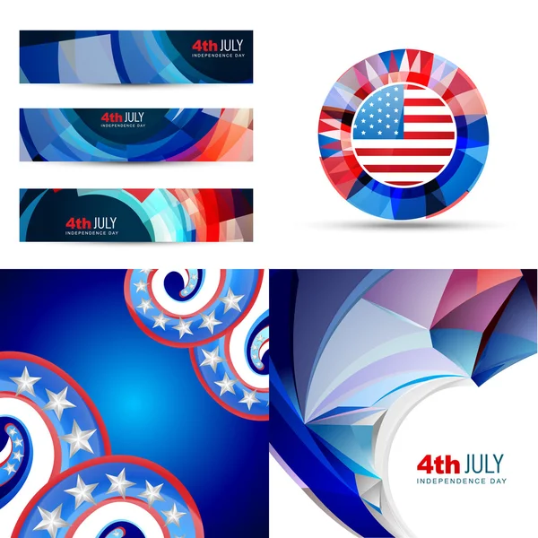 Amerikan bayrağı tasarlamak, 4 Temmuz independenc kümesi — Stok Vektör