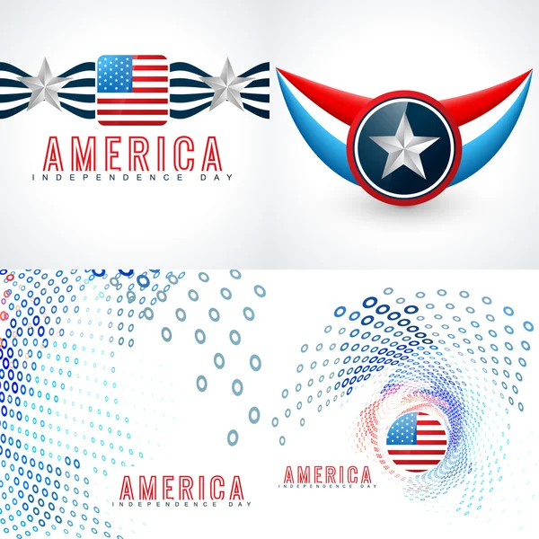 Vector set of american independence day flag design — Stock Vector