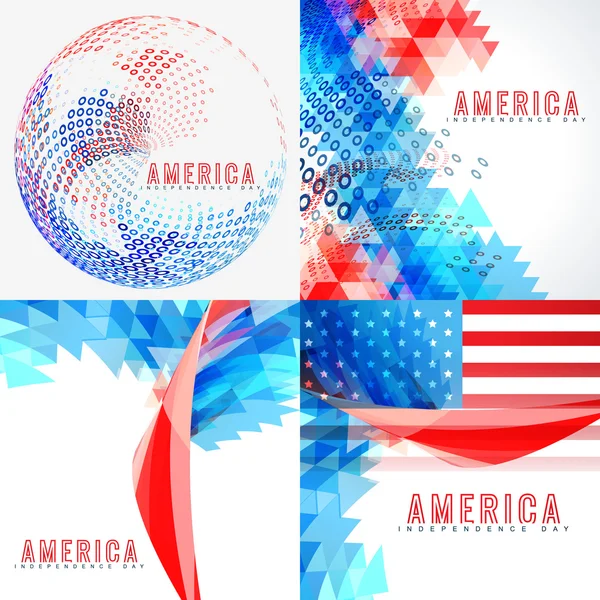 Stylish set of american independence day background — Stock Vector