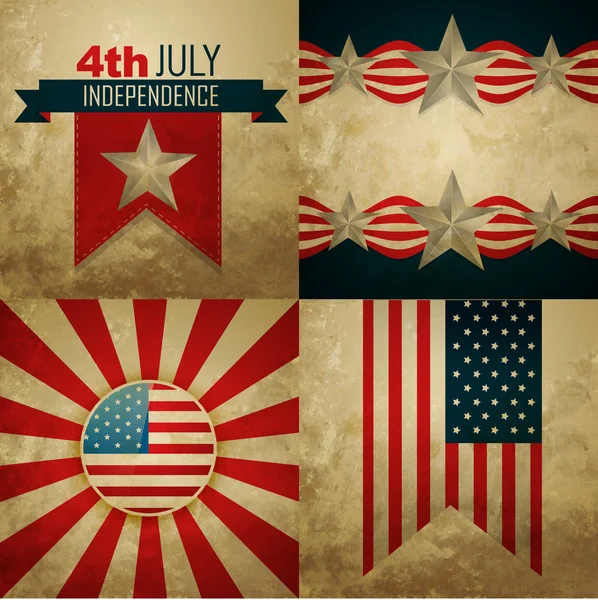 Amerikan Bağımsızlık günü arka plan illüstrasyon kümesi — Stok Vektör
