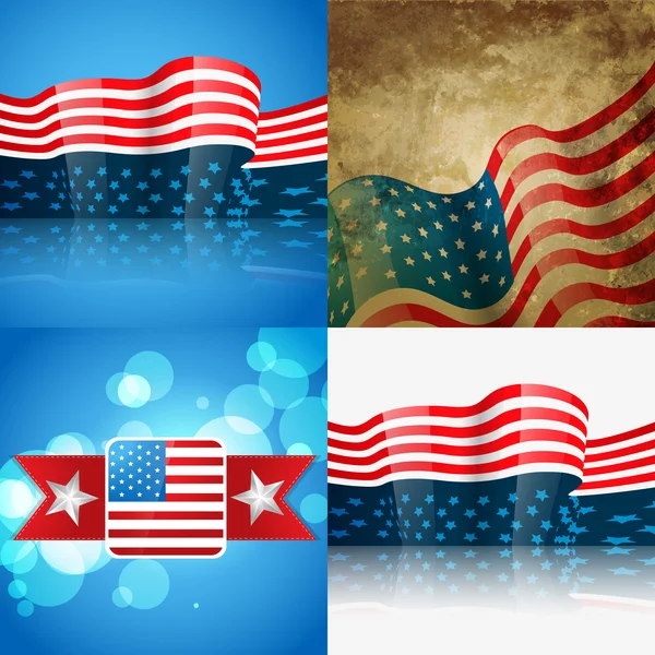 Set of american flag design illustration — Stock Vector