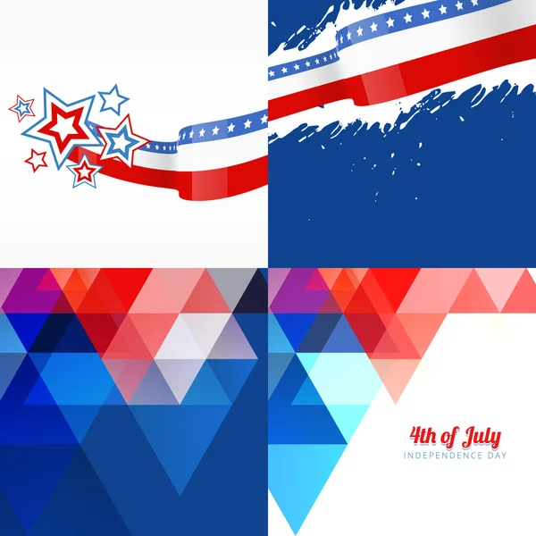 異なるパターンのスタイルとアメリカの国旗デザインのセット — ストックベクタ