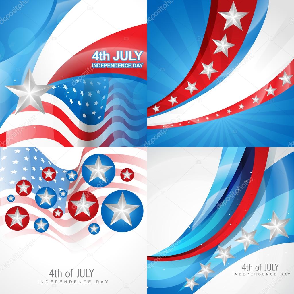 creative set of american independence day background 